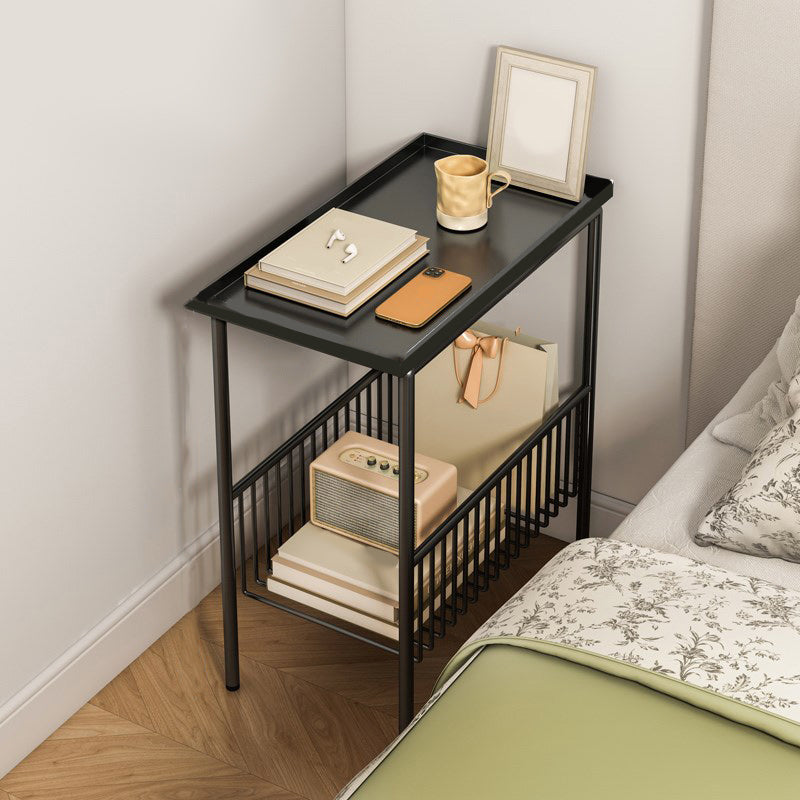 Modern Metal Nightstand Open Storage Stainless Shelf Included Night Table with Legs