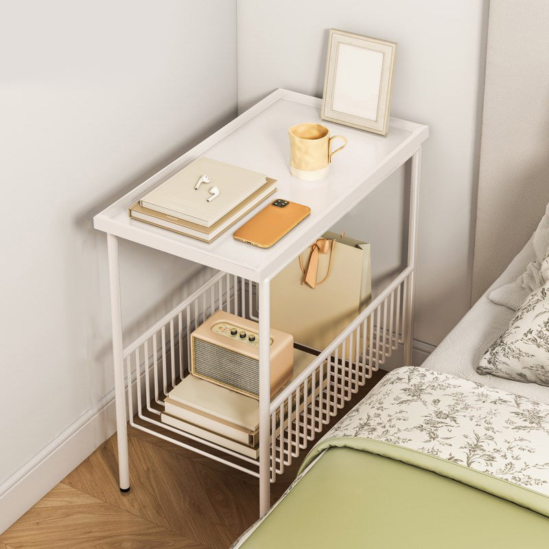 Modern Metal Nightstand Open Storage Stainless Shelf Included Night Table with Legs