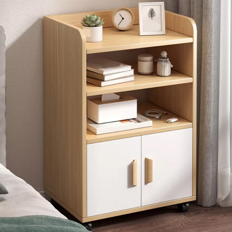 Modern Imitation Wood Cabinet 31 Inch H Open Storage Nightstand with Doors