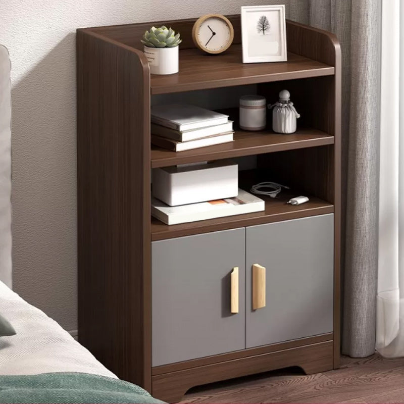 Modern Imitation Wood Cabinet 31 Inch H Open Storage Nightstand with Doors