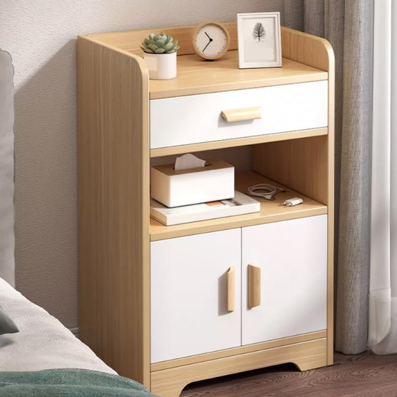 Modern Imitation Wood Cabinet 31 Inch H Open Storage Nightstand with Doors