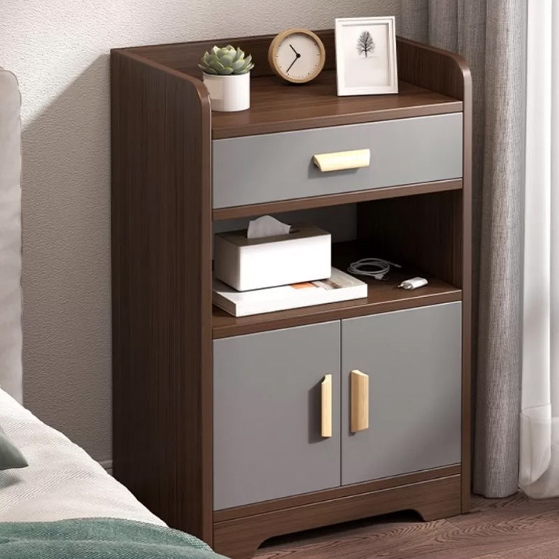 Modern Imitation Wood Cabinet 31 Inch H Open Storage Nightstand with Doors