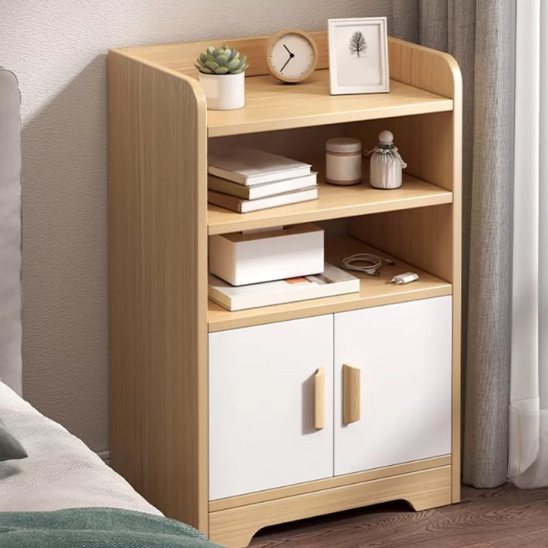 Modern Imitation Wood Cabinet 31 Inch H Open Storage Nightstand with Doors