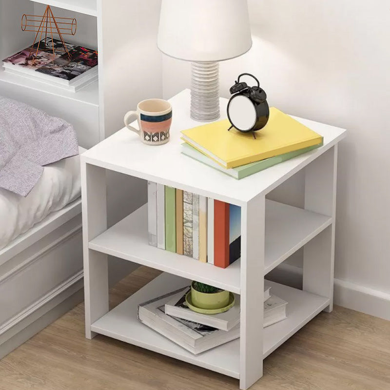 Imitation Wood Nightstand Open Storage Modern Shelf Included Night Table