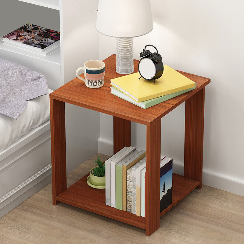 Imitation Wood Nightstand Open Storage Modern Shelf Included Night Table