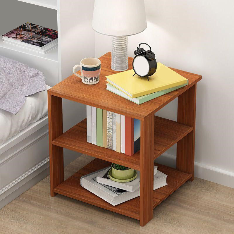 Imitation Wood Nightstand Open Storage Modern Shelf Included Night Table