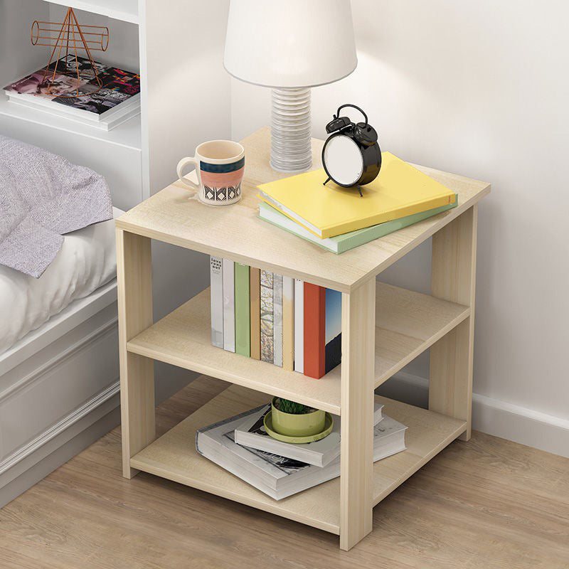 Imitation Wood Nightstand Open Storage Modern Shelf Included Night Table