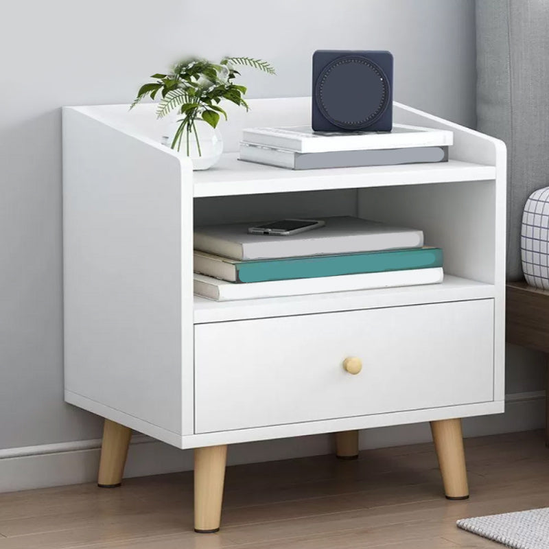 Imitation Wood Nightstand Open Storage Modern Shelf Included Night Table