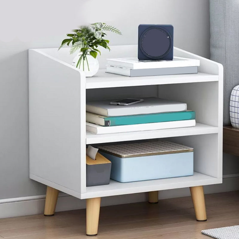 Imitation Wood Nightstand Open Storage Modern Shelf Included Night Table