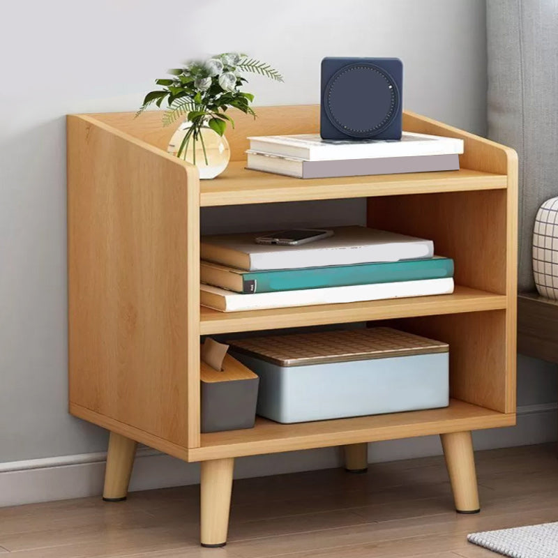 Imitation Wood Nightstand Open Storage Modern Shelf Included Night Table