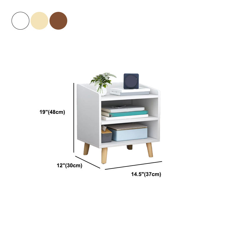 Imitation Wood Nightstand Open Storage Modern Shelf Included Night Table