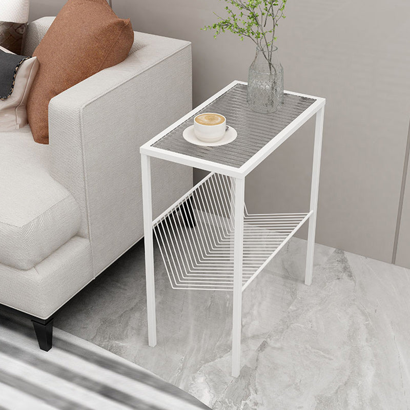 Modern Glass Top Night Table Open Storage 1-Shelf 23 Inch H Nightstand