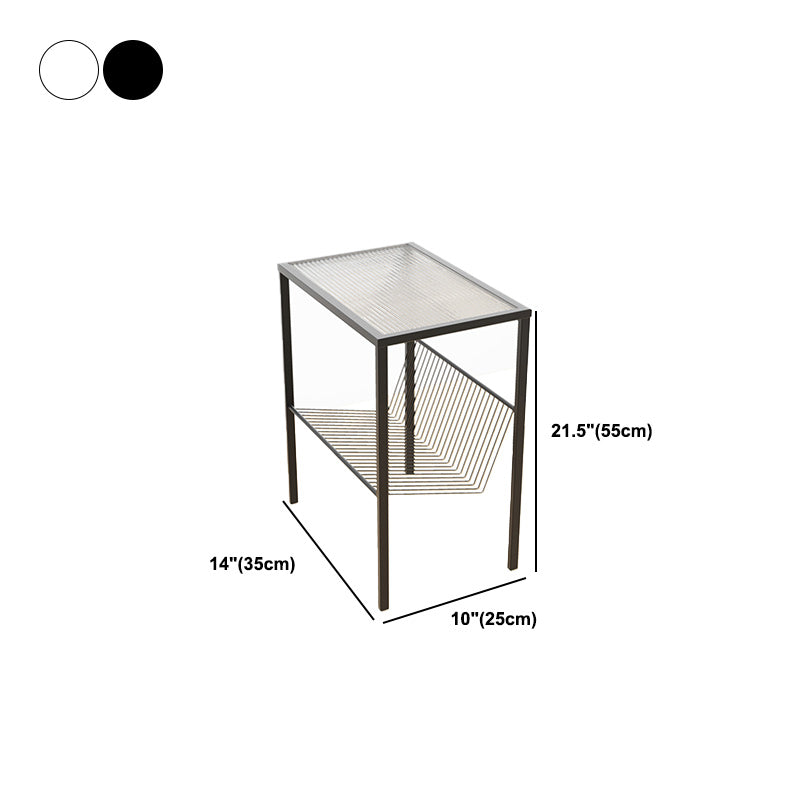 Modern Glass Top Night Table Open Storage 1-Shelf 23 Inch H Nightstand