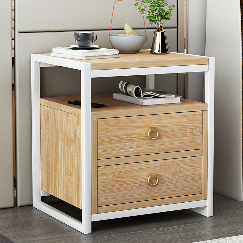 18 Inch H Nightstand Imitation Wood Drawer Storage Modern Night Table