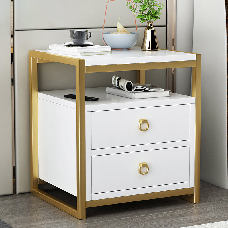 18 Inch H Nightstand Imitation Wood Drawer Storage Modern Night Table