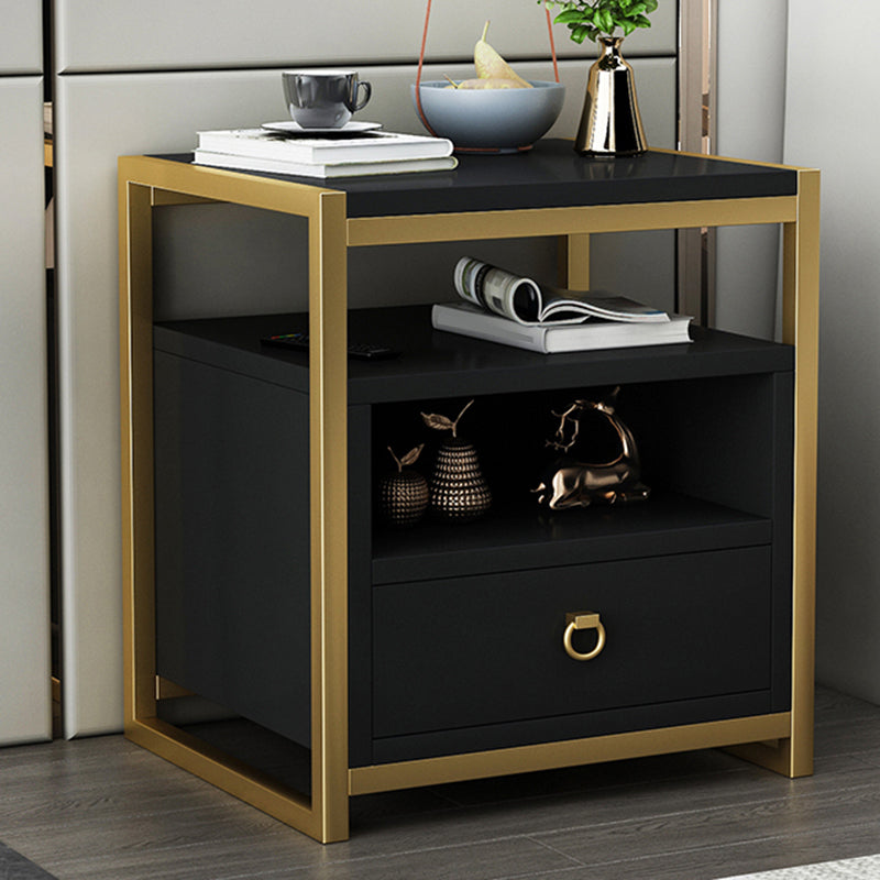 18 Inch H Nightstand Imitation Wood Drawer Storage Modern Night Table