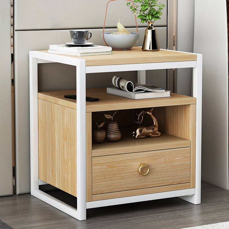 18 Inch H Nightstand Imitation Wood Drawer Storage Modern Night Table