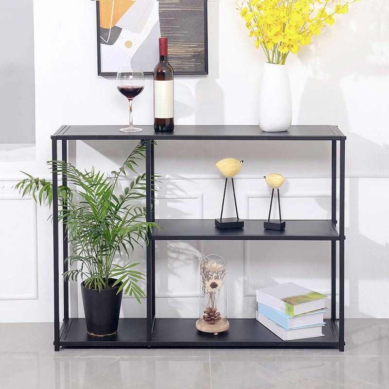 Contemporary Metal Rectangle Console Table 1-shelf Floor Shelf Storage Black Console