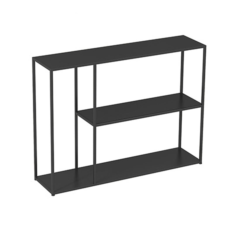 Contemporary Metal Rectangle Console Table 1-shelf Floor Shelf Storage Black Console