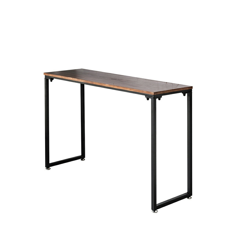 Dark Brown Solid Wood Top Console Table with Metal  Sled Legs