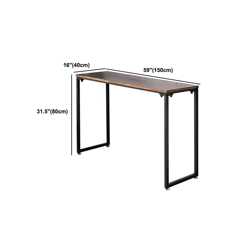 Dark Brown Solid Wood Top Console Table with Metal  Sled Legs