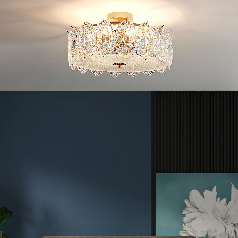 Modern Creative Glass Shade Ceiling Light Household Flush Mount for Bedroom