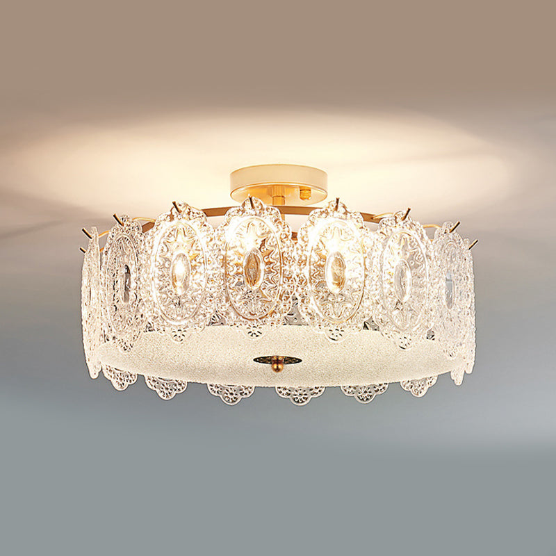 Modern Creative Glass Shade Ceiling Light Household Flush Mount for Bedroom