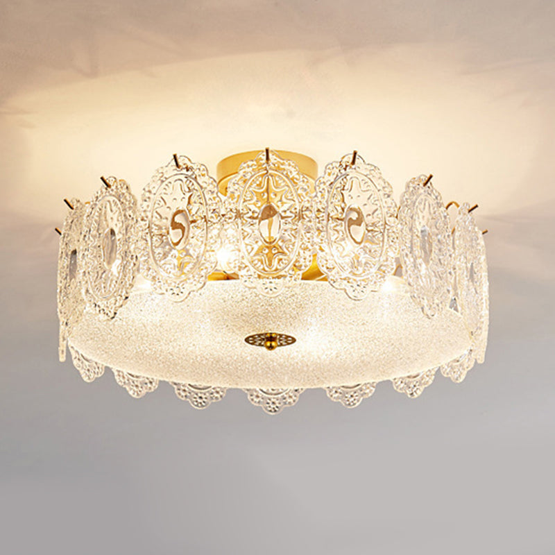 Modern Creative Glass Shade Ceiling Light Household Flush Mount for Bedroom