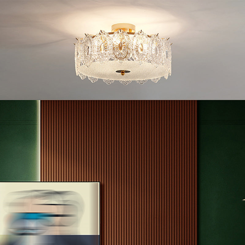 Modern Creative Glass Shade Ceiling Light Household Flush Mount for Bedroom