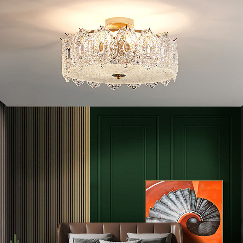 Modern Creative Glass Shade Ceiling Light Household Flush Mount for Bedroom