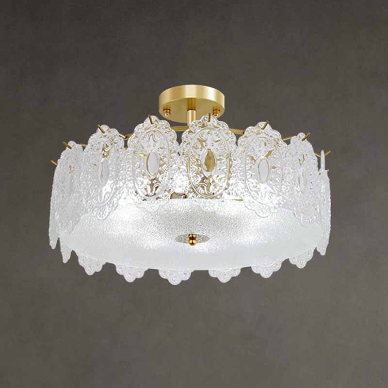 LED Modern Metal Ceiling Light Circle Shape Flush Mount with Crystal Shade for Living Room