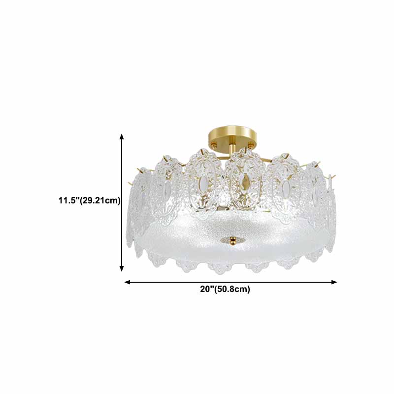 LED Modern Metal Ceiling Light Circle Shape Flush Mount with Crystal Shade for Living Room