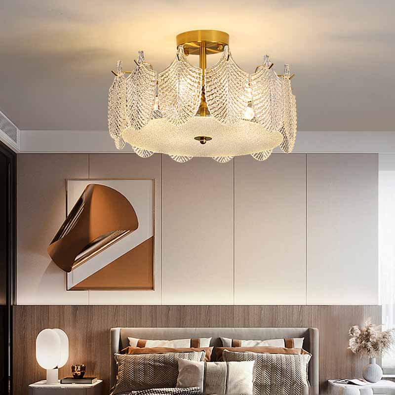 Contemporary Glass Shade Ceiling Light Household Flush Mount for Bedroom