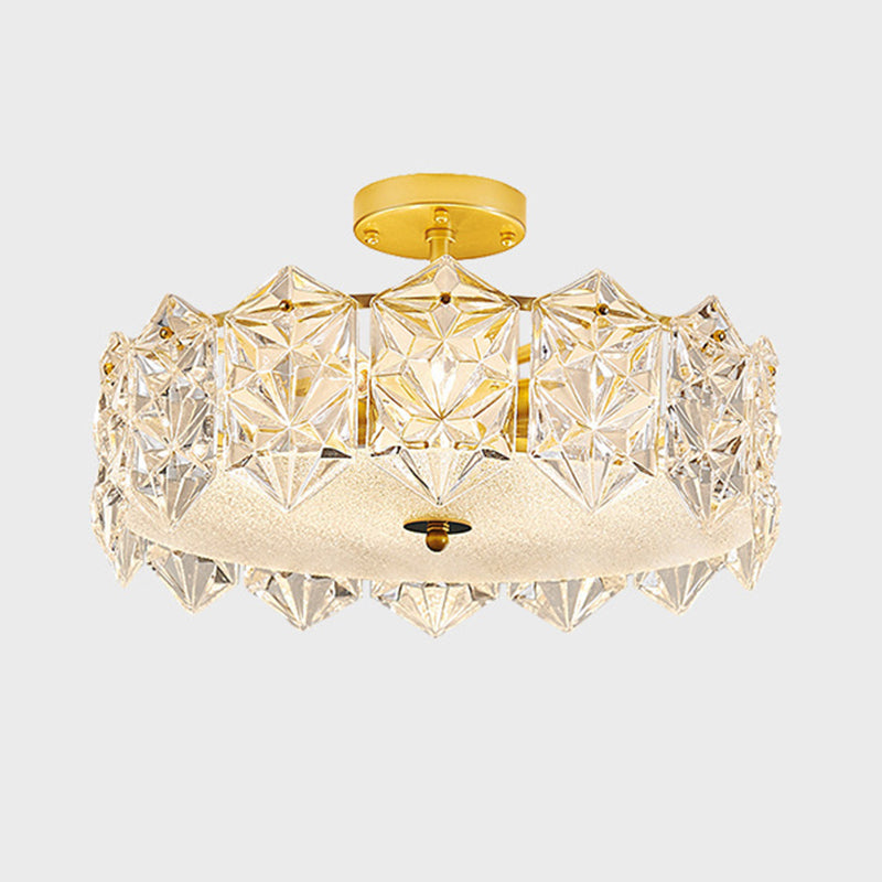 Contemporary Glass Shade Ceiling Light Household Flush Mount for Bedroom