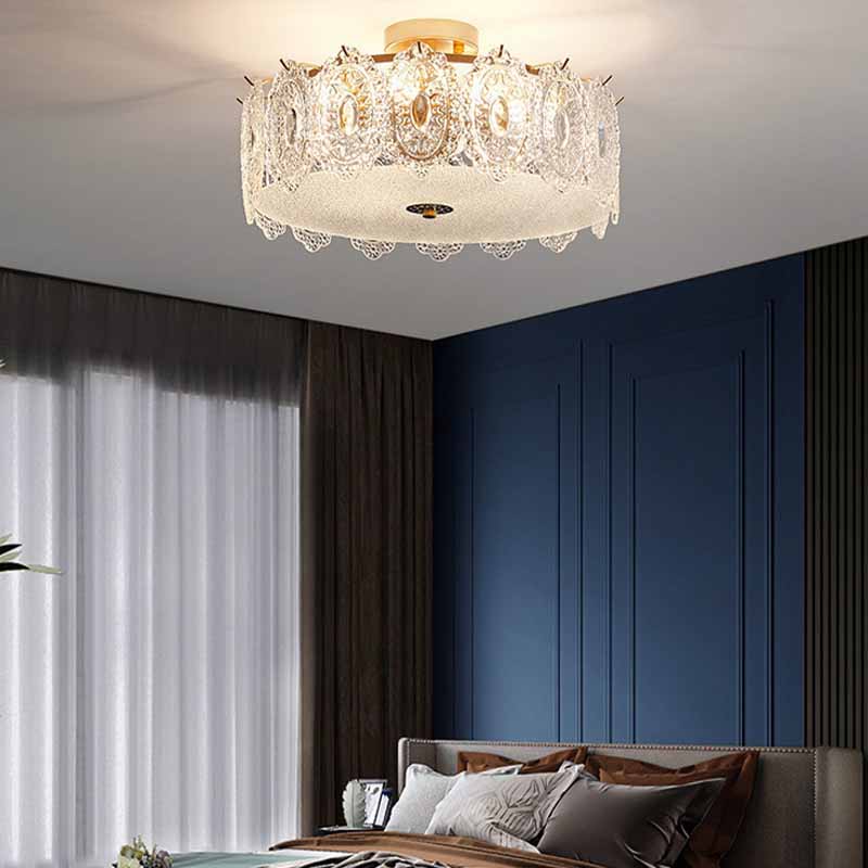 Contemporary Glass Shade Ceiling Light Household Flush Mount for Bedroom