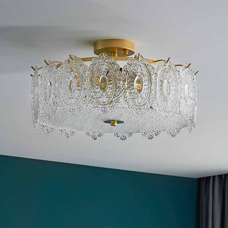 Contemporary Glass Shade Ceiling Light Household Flush Mount for Bedroom