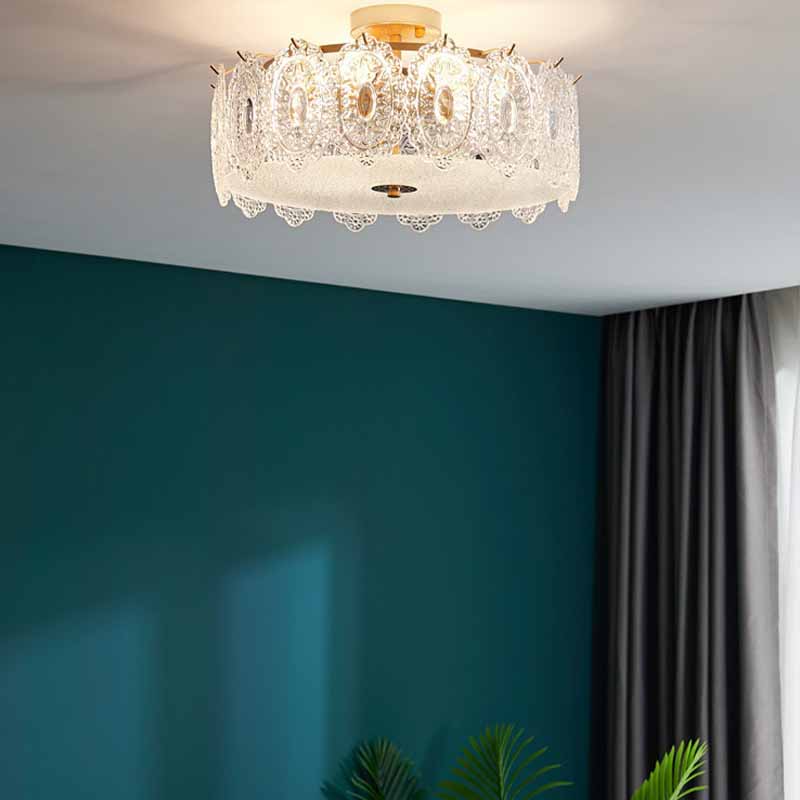 Contemporary Glass Shade Ceiling Light Household Flush Mount for Bedroom