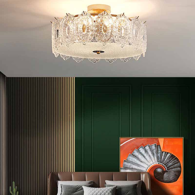 Contemporary Glass Shade Ceiling Light Household Flush Mount for Bedroom