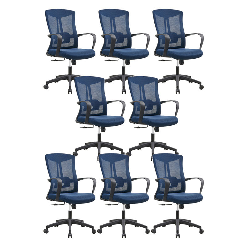 Mesh Task Chair Nylon Frame Fixed Arm Office Chair with Wheels