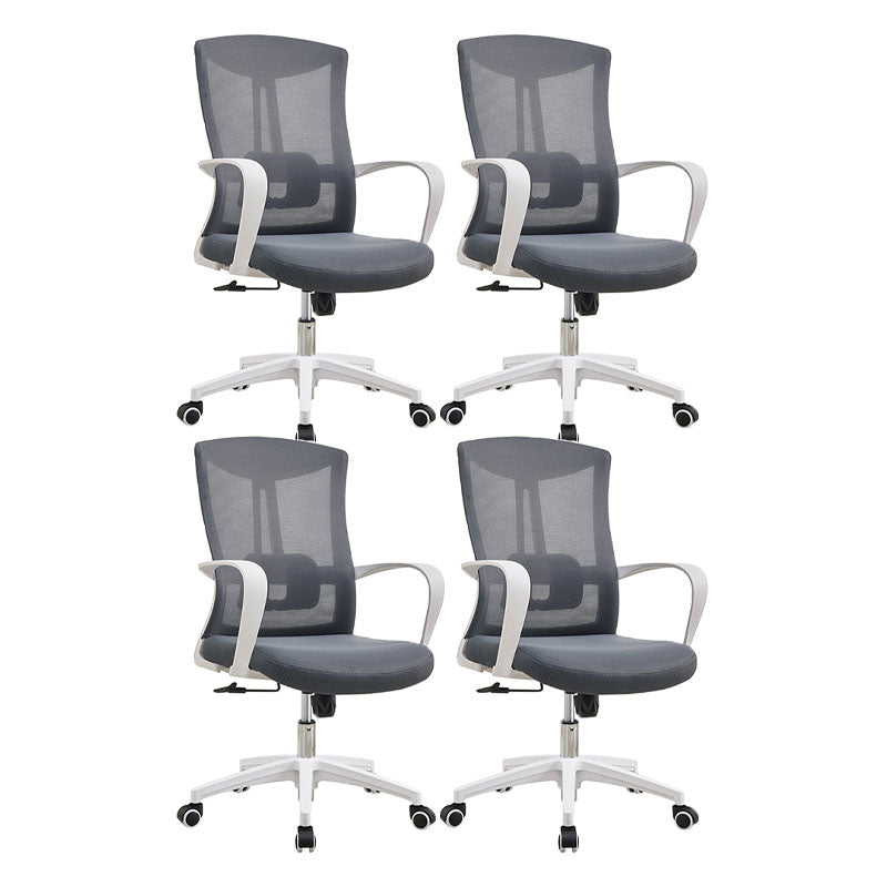 Mesh Task Chair Nylon Frame Fixed Arm Office Chair with Wheels