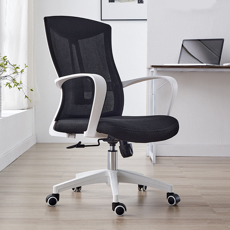 Mesh Task Chair Nylon Frame Fixed Arm Office Chair with Wheels