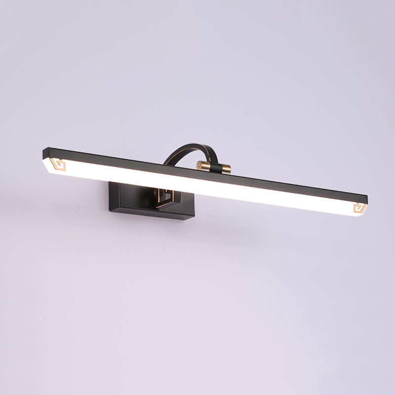 Linear Shape Metal Mirror Wall Light Modern 1 Light Mirror Wall Light Sconces in Black