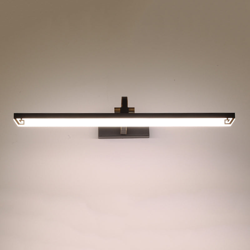 Linear Shape Metal Mirror Wall Light Modern 1 Light Mirror Wall Light Sconces in Black