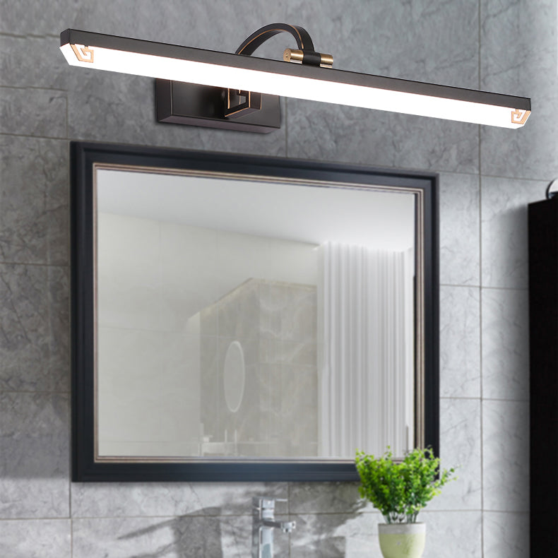 Linear Shape Metal Mirror Wall Light Modern 1 Light Mirror Wall Light Sconces in Black