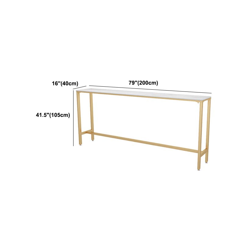 Stone Bar Dining Table Glam Rectangle Bar Table with Trestle for Kitchen Cafe