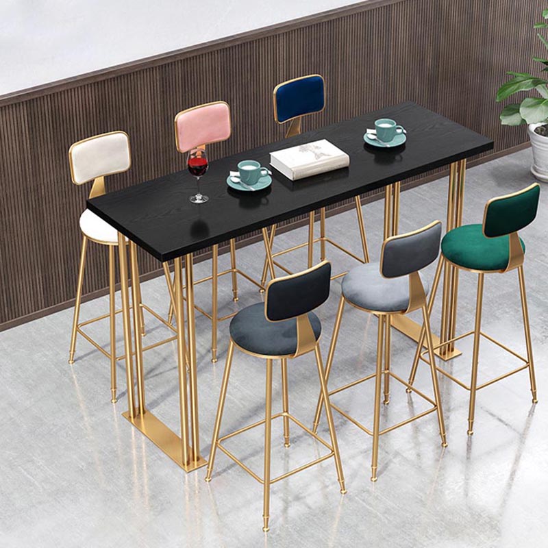 Glam Style Rectangle Bar Table Solid Wood Bar Dining Table for Indoor