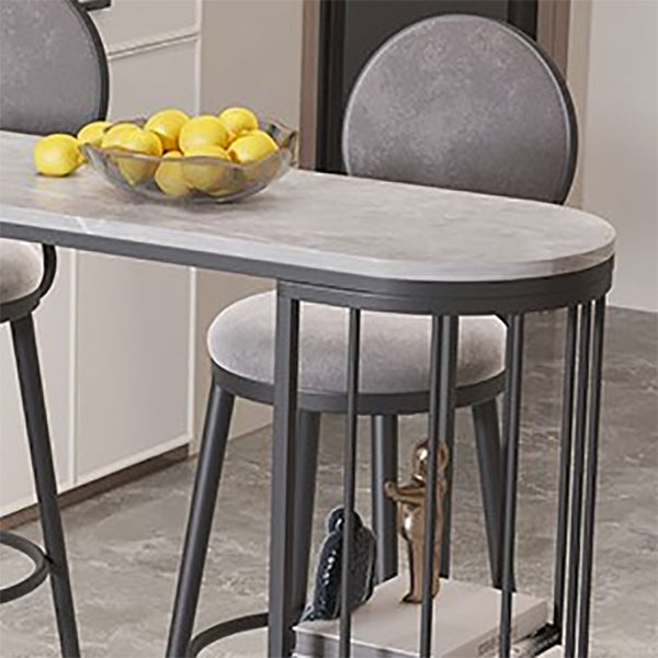 Sintered Stone Top Irregular Shape Bar Table Modern Pub Table with Double Pedestal