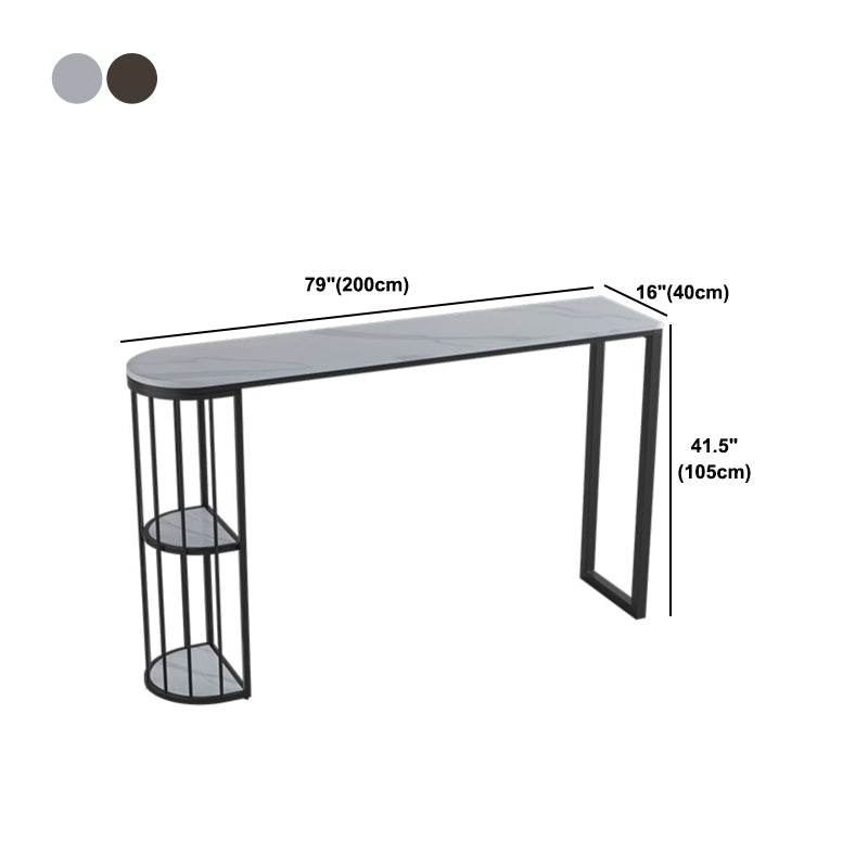 Sintered Stone Top Irregular Shape Bar Table Modern Pub Table with Double Pedestal