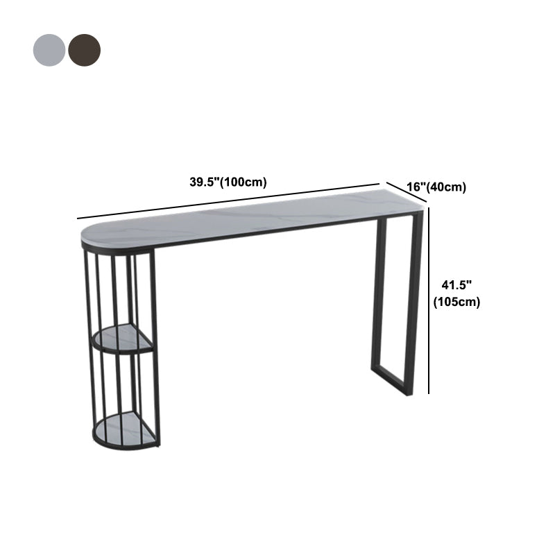 Sintered Stone Top Irregular Shape Bar Table Modern Pub Table with Double Pedestal