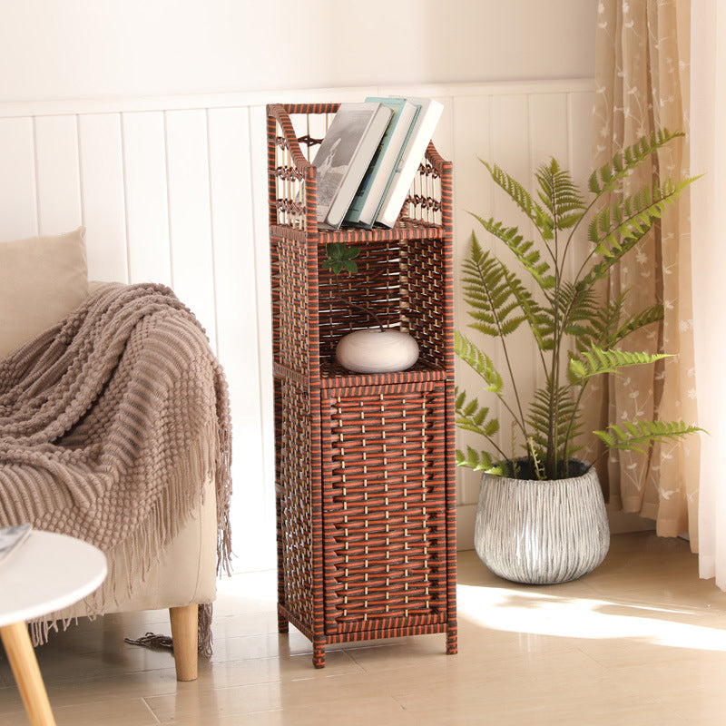 Modern Style Bedside Table Rattan Material Multi - Color Choice 4 Legs Nightstand